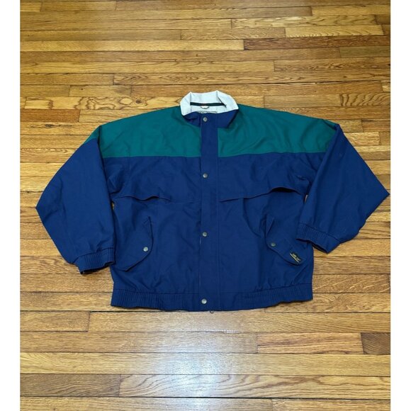 Vintage Tourney Gore Tex Mens Full Zip Windbreaker Rain Jacket Sz XL Blue Green - Picture 1 of 11